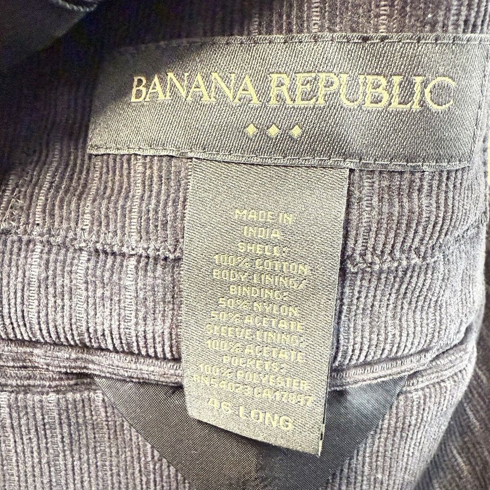 Banana Republic Corduroy Blazer Mens 46 Long Gray Striped Lined Casual Western‎ - Picture 8 of 9